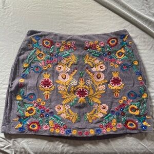 umgee embroidered mini skirt Large grey